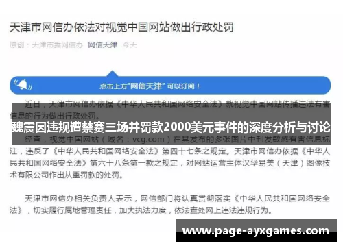魏震因违规遭禁赛三场并罚款2000美元事件的深度分析与讨论